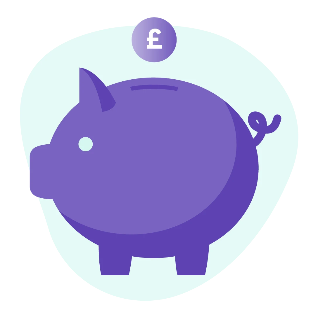 Piggy bank with a pound coin